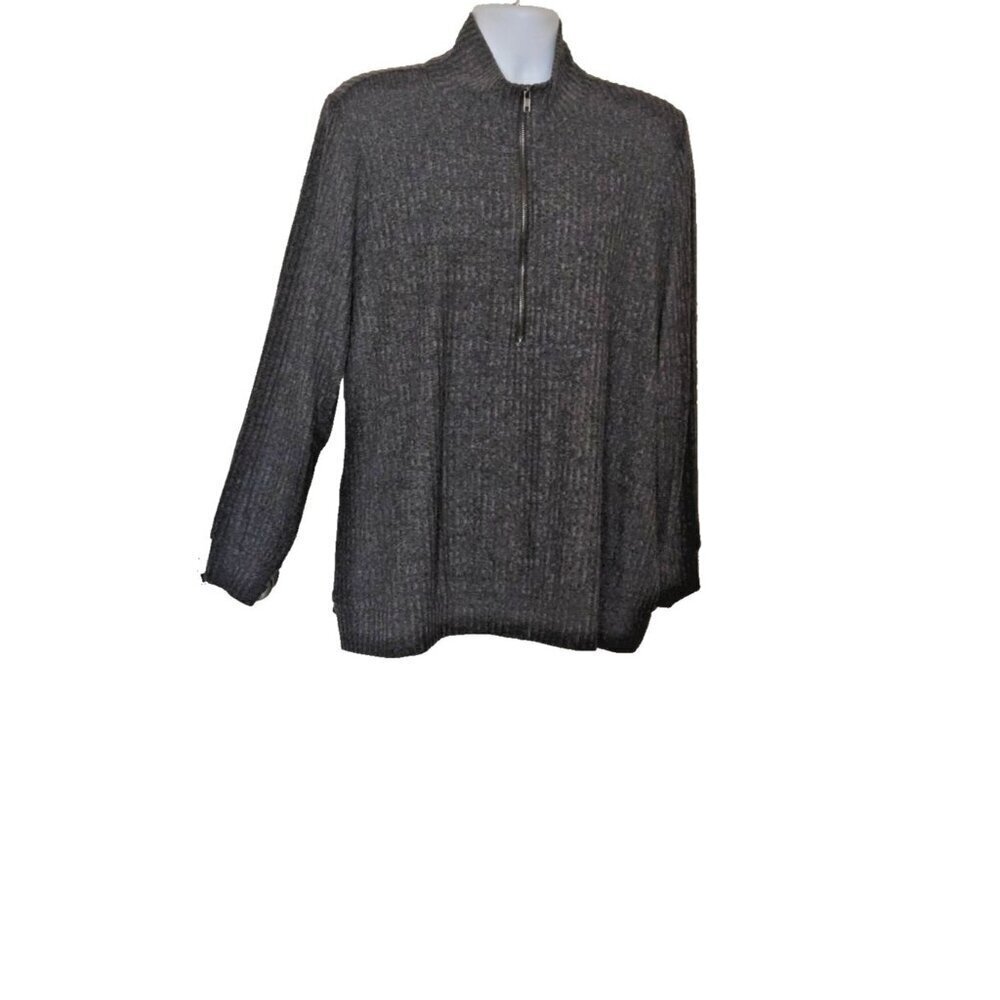 Torrid Relaxed Super Soft Rib Quarter Zip Sweatshirt dark gray size 3X - Picture 3 of 6